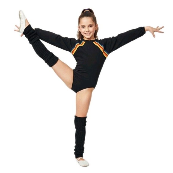 Gilda Marx Other - Gilda Marx VTG 80s Cotton Rainbow Stripe LS Leotard Child 12/14 Black NWT